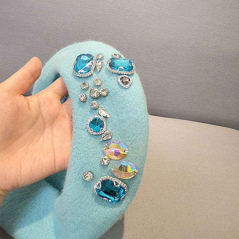 French Beret Thick Rhinestone  - Beret French Wool ulasan dan harga